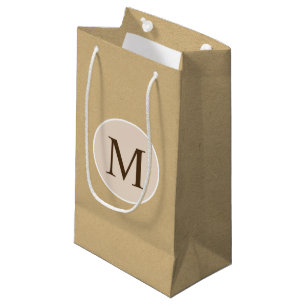 Petit Sac Cadeau Texture Brown de papier d'emballage de monogramme