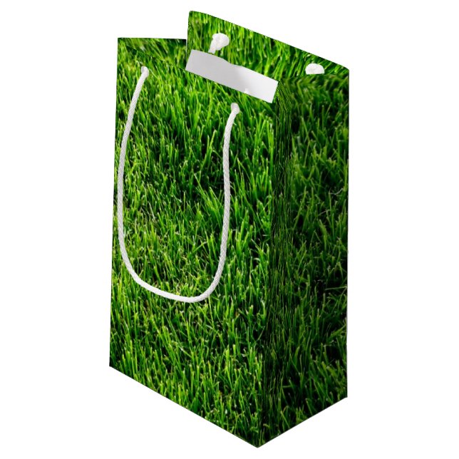 Petit Sac Cadeau Texture d'herbe verte d'un terrain de football (Dos Angle)