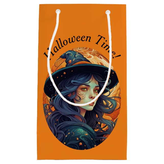 Petit Sac Cadeau Thème Halloween Witch (Devant)