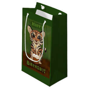 Petit Sac Cadeau Tigre d'anniversaire