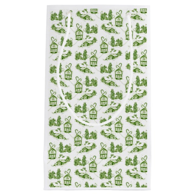 Petit Sac Cadeau Toile de Noël neige | green (Devant)