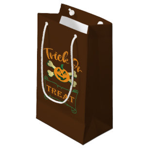 Petit Sac Cadeau Tracer ou traiter les os croisés citrouille Hallow