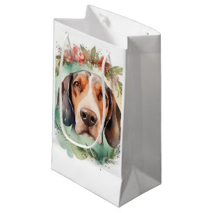 Petit Sac Cadeau Treeing Walker Christmas Wreath Festive Pup