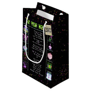 Petit Sac Cadeau Trivia de l'année de naissance 2002 sur Noir