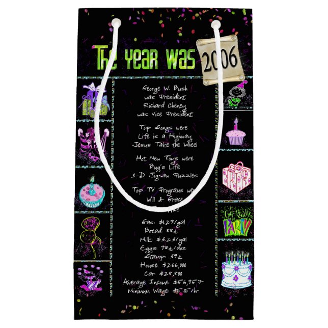 Petit Sac Cadeau Trivia de l'année de naissance 2006 sur Sac-cadeau (Devant)