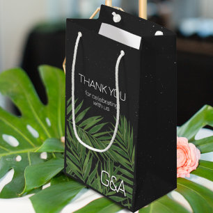 Petit Sac Cadeau Tropical Palm Night Sky Moderne Initiales Mariage