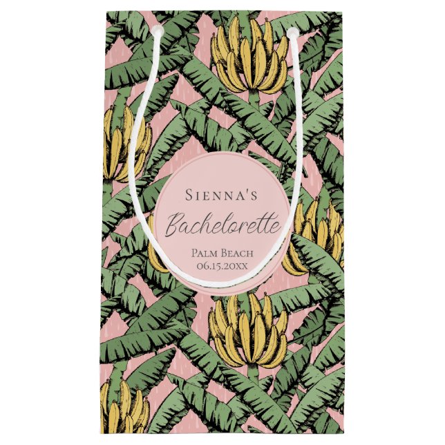 Petit Sac Cadeau Tropical Pink and Yellow Banana (Devant)