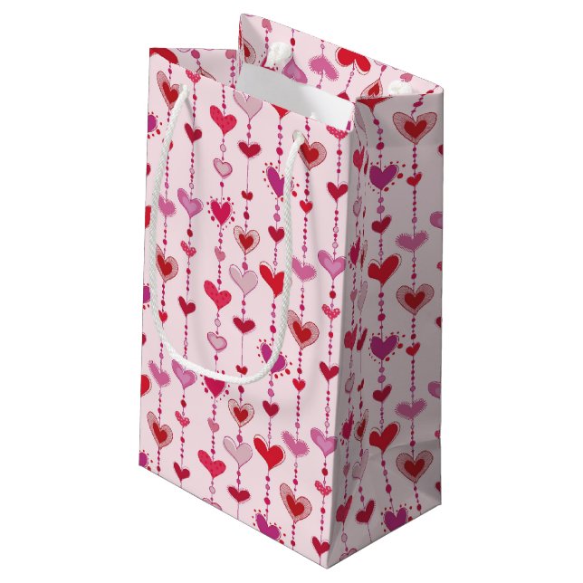 Petit Sac Cadeau Tuiles de coeur (Dos Angle)