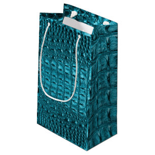 Petit Sac Cadeau turquoise alligator imprimé bleu aqua bleu