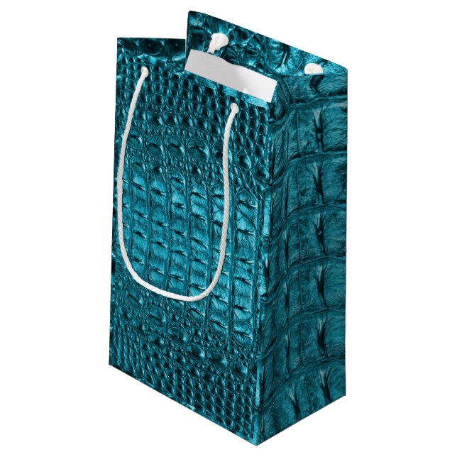 Petit Sac Cadeau turquoise alligator imprimé bleu aqua bleu (Dos Angle)