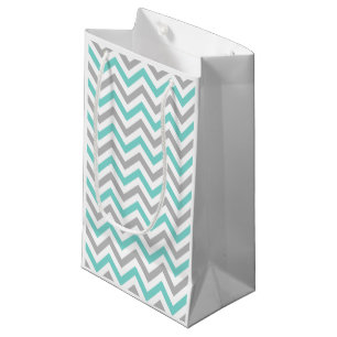 Petit Sac Cadeau Turquoise, Gray, Wht Large Chevron Zig Zag