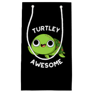 Petit Sac Cadeau Turtley Awesome Funky Turtle Pun Dark BG