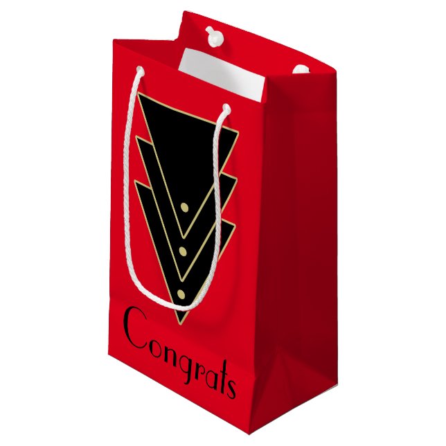 Petit Sac Cadeau Tuxedo Art Déco Moderne (Devant Angle)