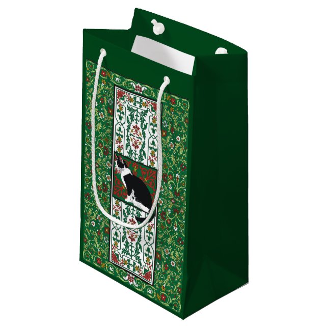 Petit Sac Cadeau Tuxedo Chat Baroque (Devant Angle)