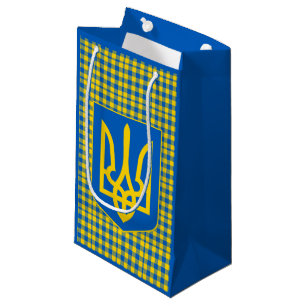 Petit Sac Cadeau Ukraine bleue et jaune Plaid motif, Tartan