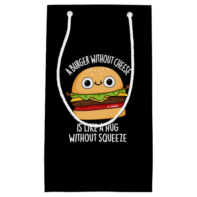 Petit Sac Cadeau Un hamburger sans fromage amusant Nourriture Pun D (Devant)
