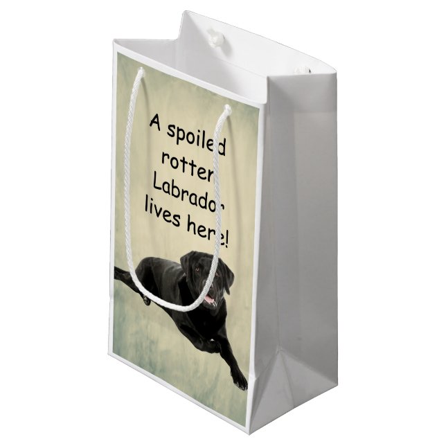 Petit Sac Cadeau Un Labrador Tourbé Mal Vit Ici (Devant Angle)