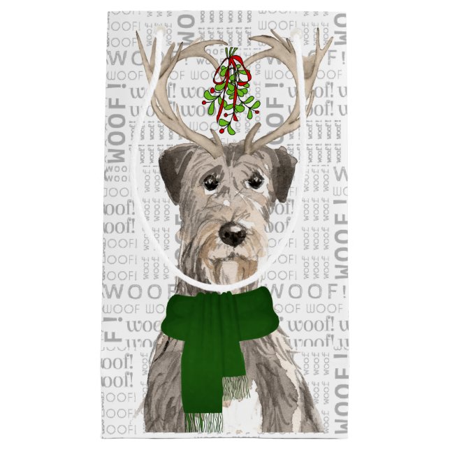 Petit Sac Cadeau Un Noël d'amoureux Wolfhound irlandais élégant et  (Devant)