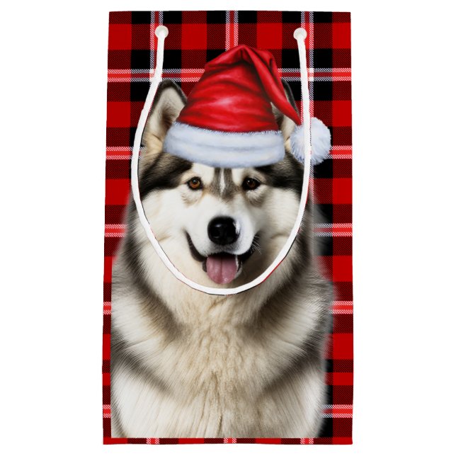 Petit Sac Cadeau Vacances Alaskien Malamute Chien amusant Plaid Noë (Devant)