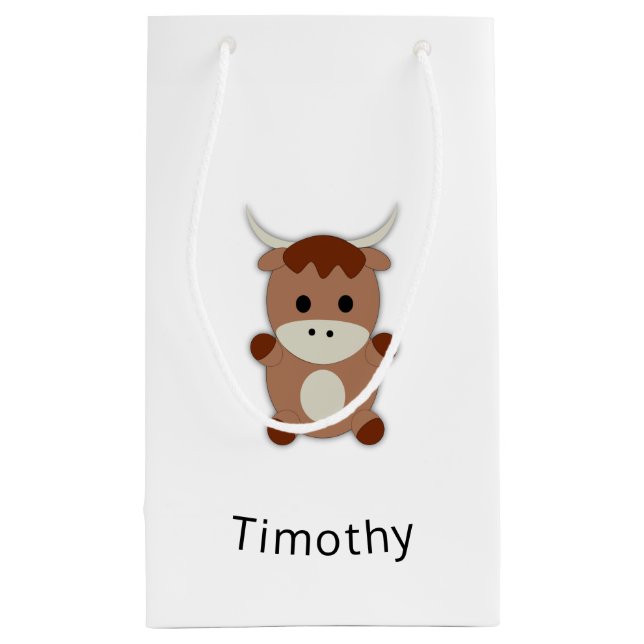 Petit Sac Cadeau Vache Brown mignonne (Dos)