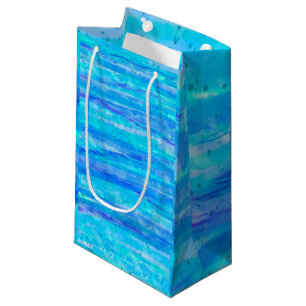 Petit Sac Cadeau Vagues Art numérique bleu et violet Abstrait