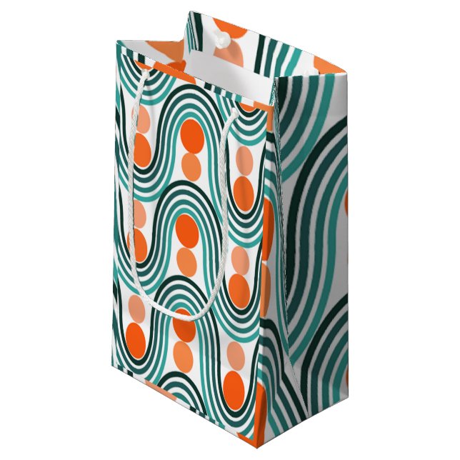 Petit Sac Cadeau Vagues et cercles modernes du milieu du siècle (Devant Angle)