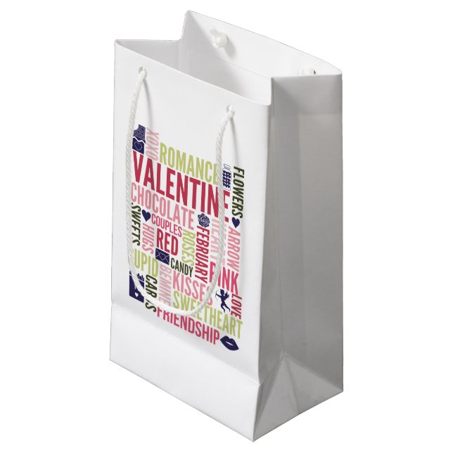 Petit Sac Cadeau Valentine Mots Valentine's Day Cadeau (Devant Angle)