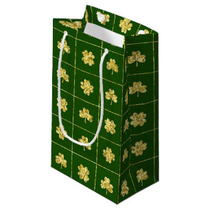 PETIT SAC CADEAU VERT AVEC PARTIES SCINTILLANT D'OR REGARDER SHAMRO