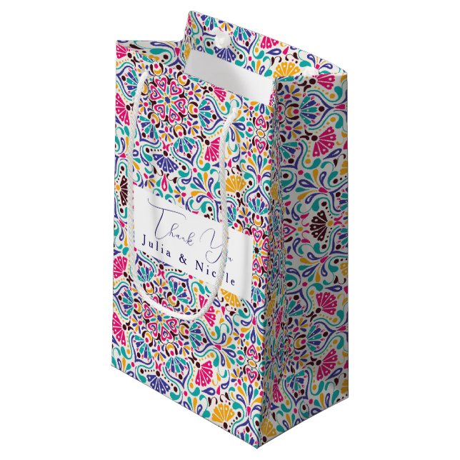 Petit Sac Cadeau Vibrant mexicaine Fiesta Style Mariage arc-en-ciel (Devant Angle)