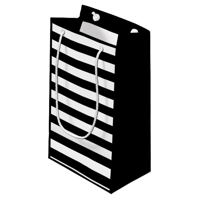 Petit Sac Cadeau Vintage Classic rayures noir & blanc (Devant Angle)