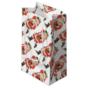 Petit Sac Cadeau Vintage Noël victorien Père Noël Patinage sur glac