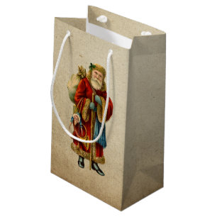 Petit Sac Cadeau Vintage Noël Vieux Monde Père Noël