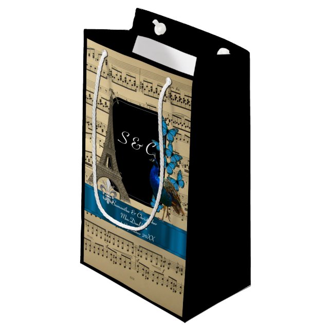 Petit Sac Cadeau Vintage romantique Paris mariage personnalisé (Devant Angle)