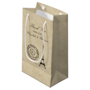 Petit Sac Cadeau Vintage Tour Eiffel Paris Postmark Mariage Favoris