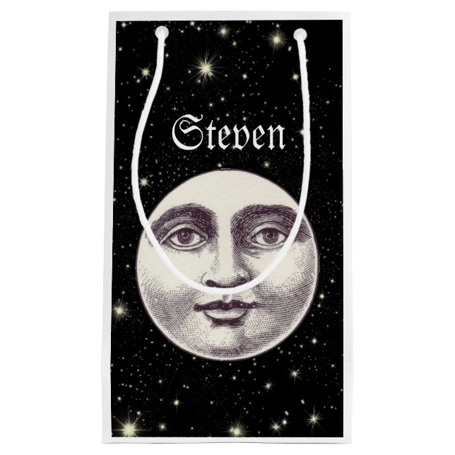 Petit Sac Cadeau Visage de pleine lune de l'homme de la lune vintag (Devant)