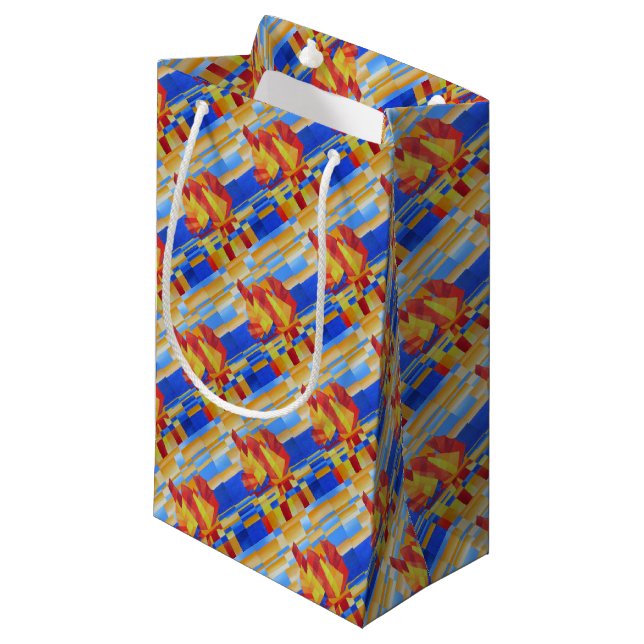Petit Sac Cadeau Voile sur les Sept Mers So Blue Cubist Abstrait (Devant Angle)