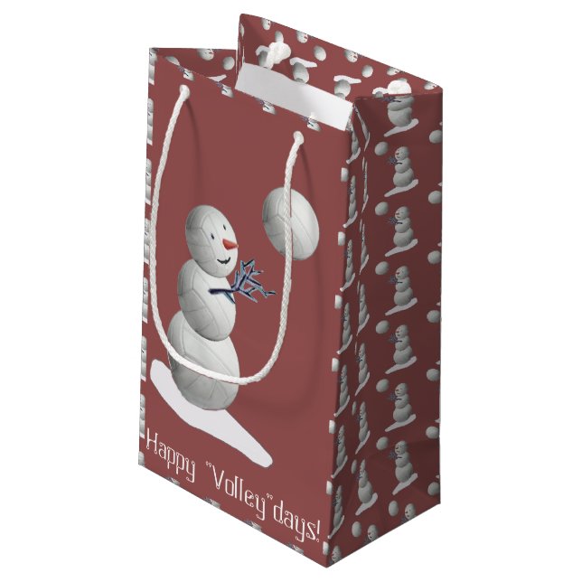 Petit Sac Cadeau Volley-ball Snowman Noël (Dos Angle)