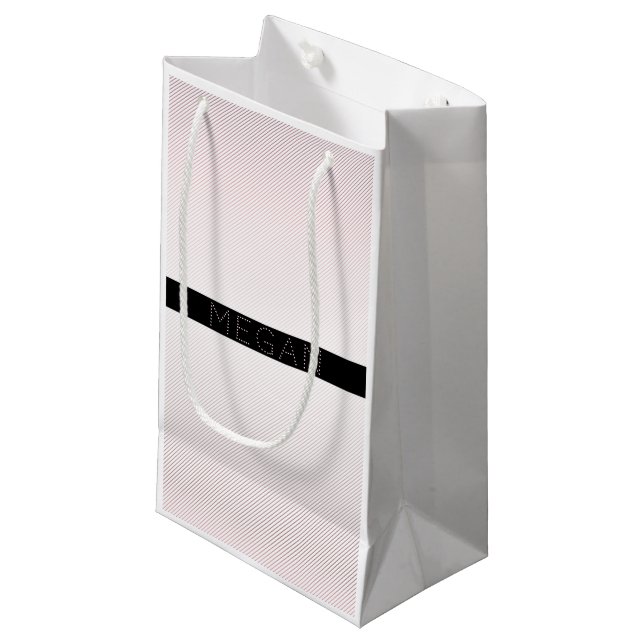 Petit Sac Cadeau Votre nom | Blanc fin et Rose subtil Ombre Stripes (Devant Angle)