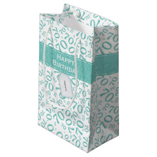 Petit Sac Cadeau Votre texte : 70e anniversaire Turquoise Numéro 70
