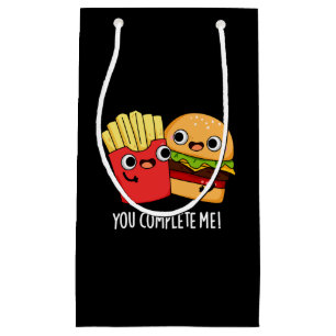 Petit Sac Cadeau Vous Me Complétez Funny Burger Fries Pun Dark BG