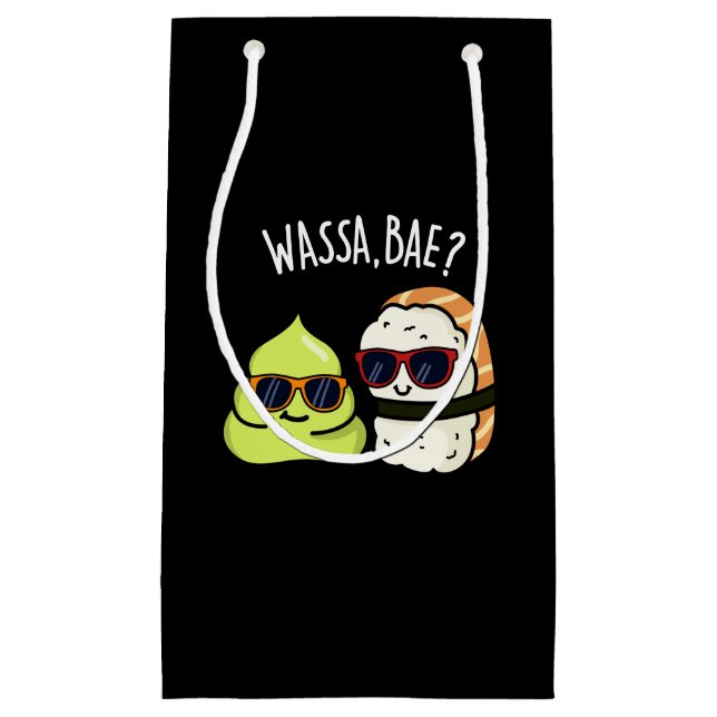 Petit Sac Cadeau Wassa Bae Drôle Nourriture Wasabi Pun Dark BG (Devant)
