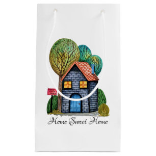 Petit Sac Cadeau Watercolor cute Home Sweet Home Art