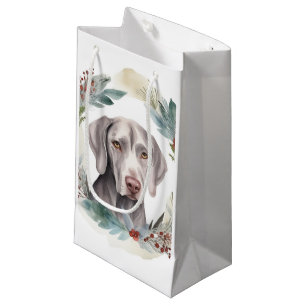 Petit Sac Cadeau Weimaraner Christmas Wreath Festive Pup