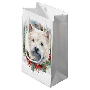 Petit Sac Cadeau West Highland White Terrier Wire de Noël