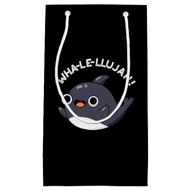 Petit Sac Cadeau Wha-le-llujah Funny Orca Whale Pun Dark BG (Devant)
