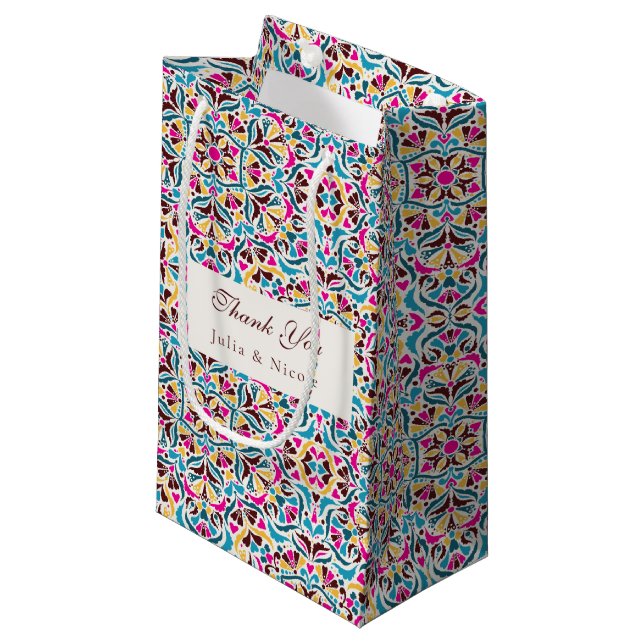 Petit Sac Cadeau Whimsical Luxury ivoire Floral Style Mariage front (Devant Angle)