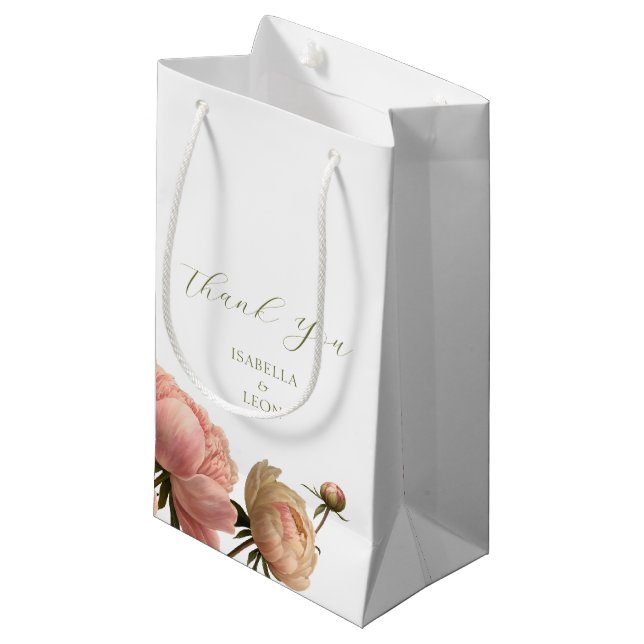Petit Sac Cadeau White | Chic Rose Wedding Wedding (Devant Angle)
