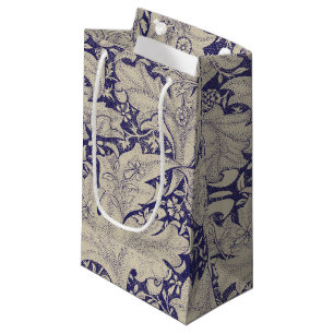 Petit Sac Cadeau William Morris Motif Giroflée Bleu Antique