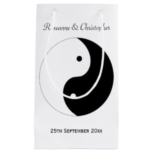 Petit Sac Cadeau Yin Yang Mariage noir et blanc