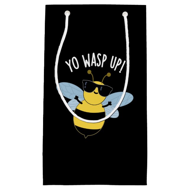 Petit Sac Cadeau Yo Wasp Up Funny Bug Pun Dark BG (Devant)